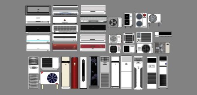 18立式空调空调外挂机壁挂空调su草图模型下载
