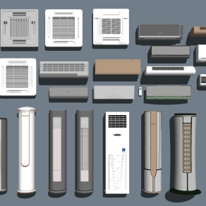 26现代柜式空调壁挂机出风口空调外挂机时尚立式空调su草图模型下载