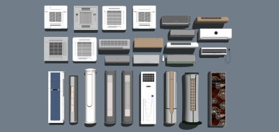 26现代柜式空调壁挂机出风口空调外挂机时尚立式空调su草图模型下载