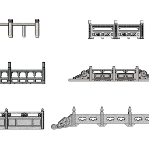 (66)中式汉白玉石桥护栏栏杆玉石栏杆su草图模型下载
