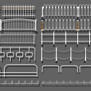 (64)公路铁艺栏杆护栏隔离带护栏自行车停车架围墙围挡su草图模型下载