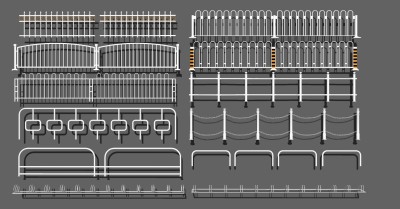 (64)公路铁艺栏杆护栏隔离带护栏自行车停车架围墙围挡su草图模型下载