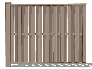 (37)木栅栏围墙护栏院墙围挡篱笆墙su草图模型下载
