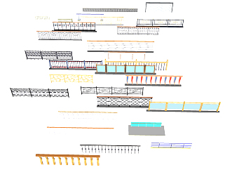 (1)欧式现代新中式异形法式玻璃铁艺栏杆扶手护栏su草图模型下载