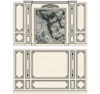 01欧式法式雕花石材拱形罗马柱造型背景墙su草图模型下载