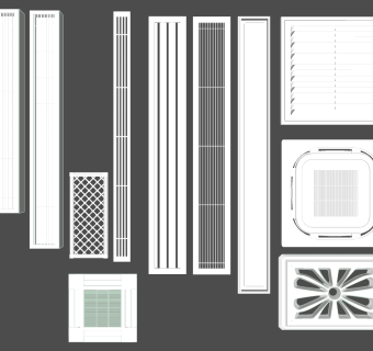 11现代空调出风口条形方形风口换气扇su草图模型下载