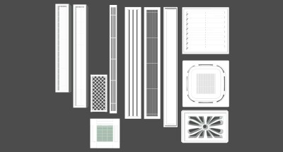 11现代空调出风口条形方形风口换气扇su草图模型下载