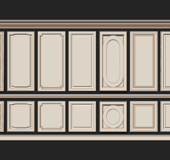 12欧式法式护墙板门板橱柜门板组合su草图模型下载