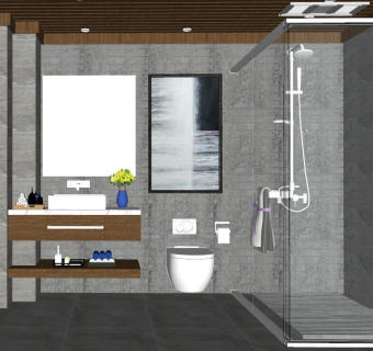 19现代简约卫生间su草图模型下载