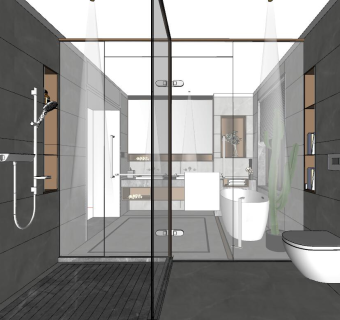 26现代轻奢北欧卫生间su草图模型下载