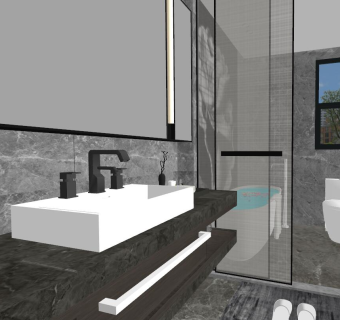 49现代简约卫生间su草图模型下载