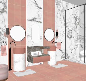 40现代简约卫生间淋浴间su草图模型下载