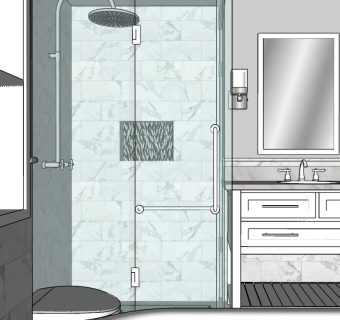 38美式田园现代简约卫生间浴室su草图模型下载