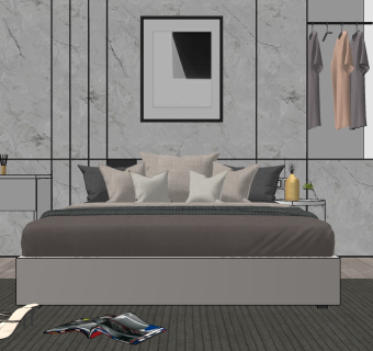 现代简约卧室床具组合,组合,床具组合su草图模型下载