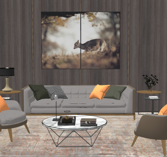 现代简约北欧客厅沙发组合,组合,沙发组合su草图模型下载