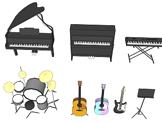 音乐器材吉他钢琴su草图模型下载