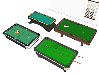 3<em>现代美式</em>斯诺克台球桌球杆su草图模型下载