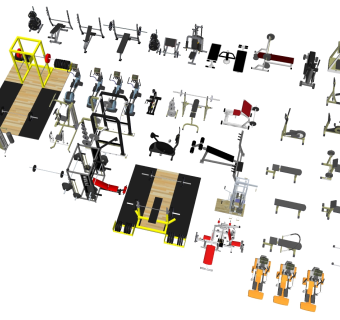 现代建设器材体育器材跑步机动感单 su草图模型下载