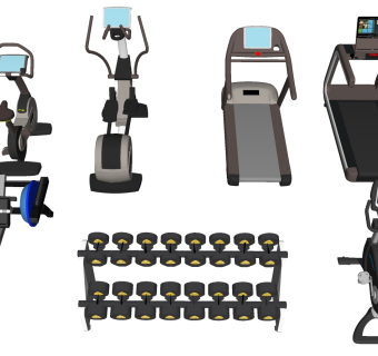现代健身房健身娱乐器材su草图模型下载
