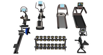 现代健身房健身娱乐器材su草图模型下载
