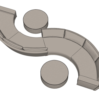 13现代弧形沙发沙发凳S形状沙发异形弧形多人沙发模型组合su草图模型下载