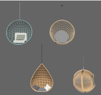 09藤编吊椅su草图模型下载