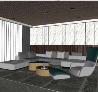 047现代北欧后现代港式客厅su草图模型下载