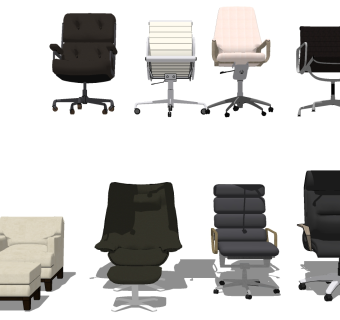 16现代办公椅转椅su草图模型下载