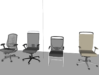 36电脑椅 家用办公椅 转椅 座椅 老板椅弓字椅su草图模型下载