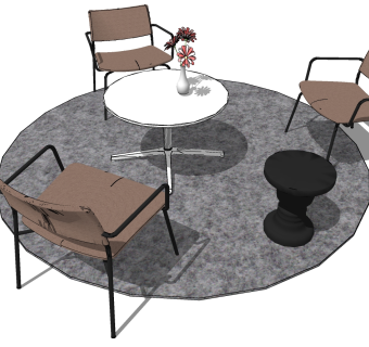 45现代办公接待区办公椅子洽谈桌椅su草图模型下载