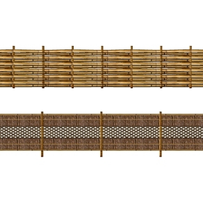 竹篱笆栅栏农家乐民宿墙 (3)su草图模型下载