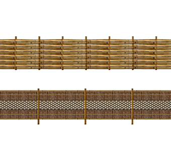 竹篱笆栅栏农家乐民宿墙 (3)su草图模型下载