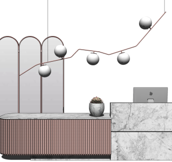 接待吧台前台桌su草图模型下载
