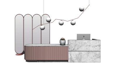 接待吧台前台桌su草图模型下载