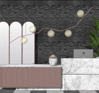 时尚接待前台su草图模型下载