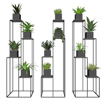 15植物花架铁艺花架绿植盆栽su草图模型下载