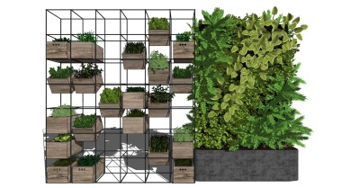09花箱花槽铁艺花架铁架子书架八宝 植物墙su草图模型下载