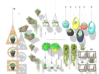 50北欧现代吊装植物吊篮<em>阳台植物</em>su草图模型下载