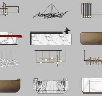 05现代服务台su草图模型下载
