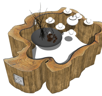异形茶几su草图模型下载