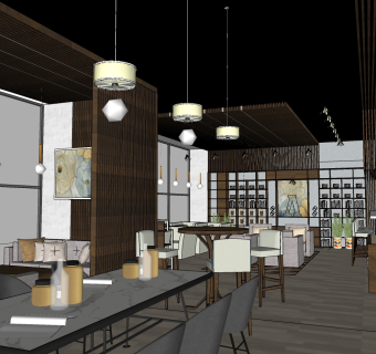 咖啡厅su草图模型下载