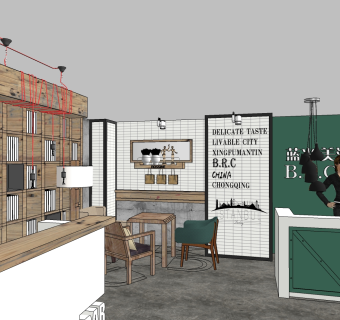 咖啡厅su草图模型下载