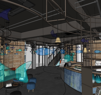 咖啡厅su草图模型下载