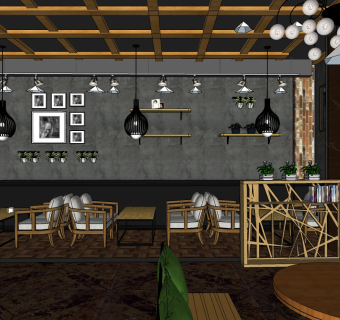 咖啡馆su草图模型下载