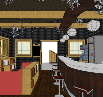 咖啡馆su草图模型下载