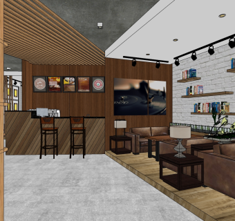 咖啡馆su草图模型下载