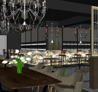 咖啡馆su草图模型下载