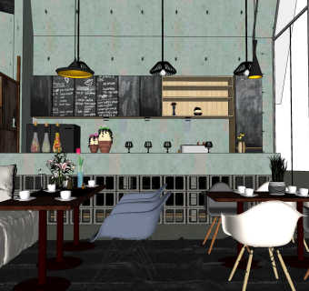 咖啡店su草图模型下载