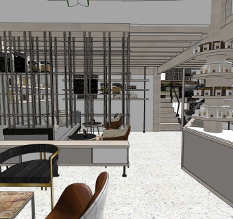 咖啡厅su草图模型下载