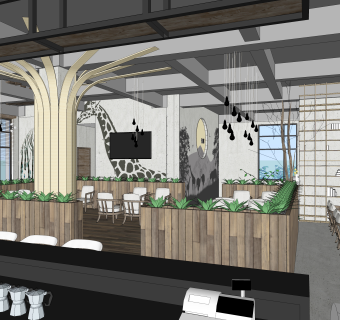 咖啡厅su草图模型下载